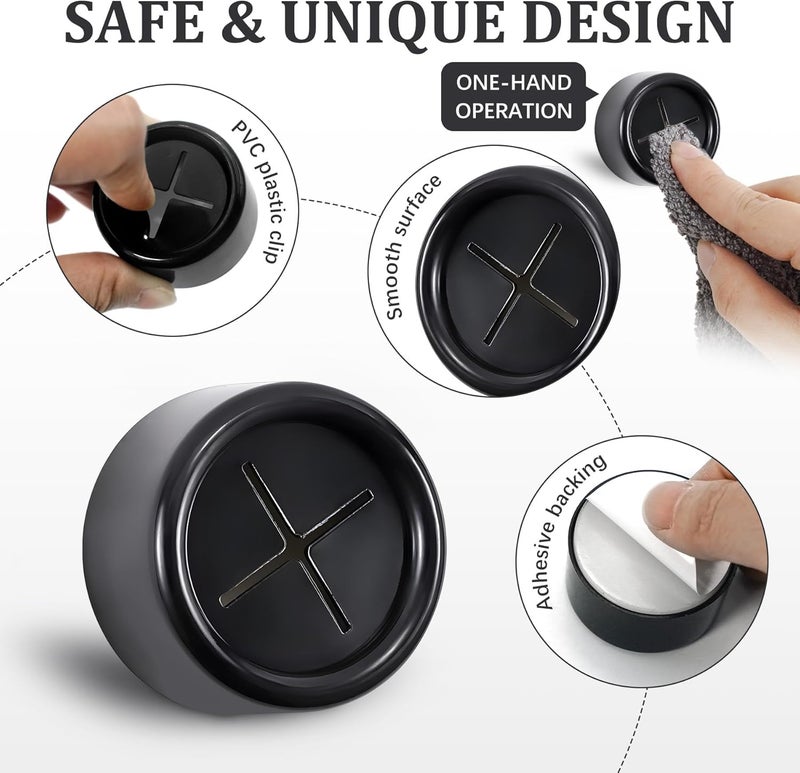 Philbinden 3 Pieces Kitchen Towel Hooks Round Adhesive Dish Towel Hook Premium Chrome Finish & Easy Installation Wall Mount Hand Towel Hook Ideal as Bathroom, Shower or Outdoor Towel Holders (Black) - Image 4